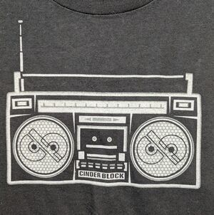90s Skater T-shirt - Cinder Block Ghetto Blaster Print